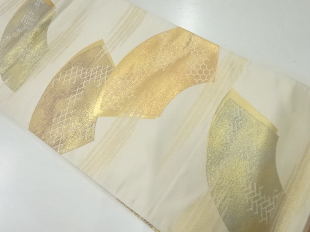 アンティーク　地紙に古典柄模様織出し袋帯（材料）